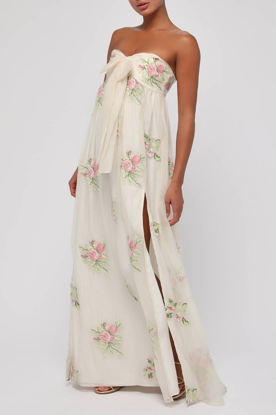 Fiona Strapless Embriodered Maxi Dress