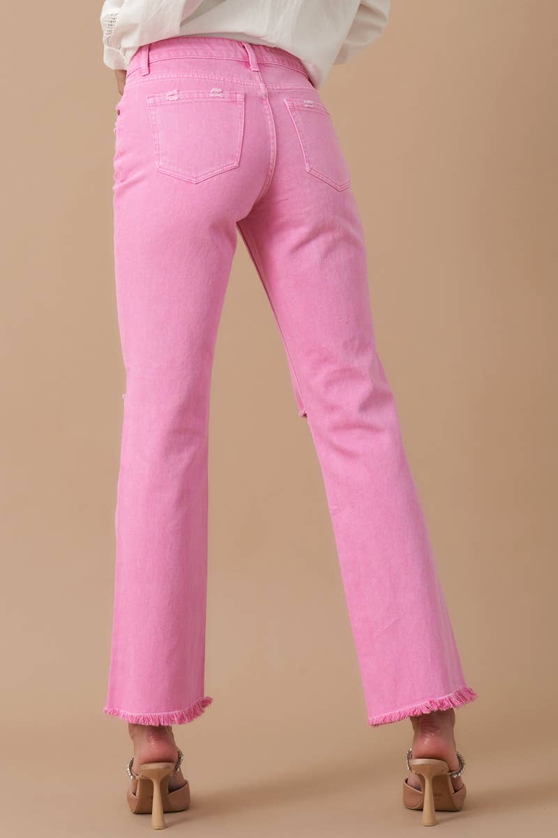 High Waisted Pink Denim