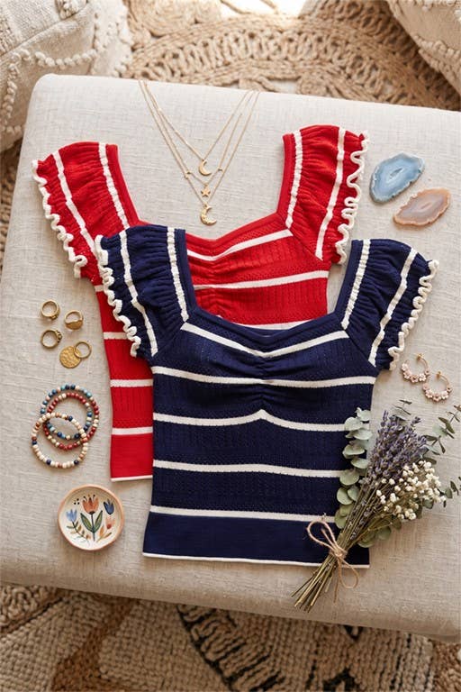 Coastal Breeze Knit Flutter Top