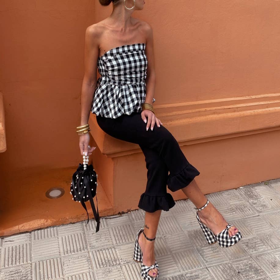 Gingham Bubble Tube Top