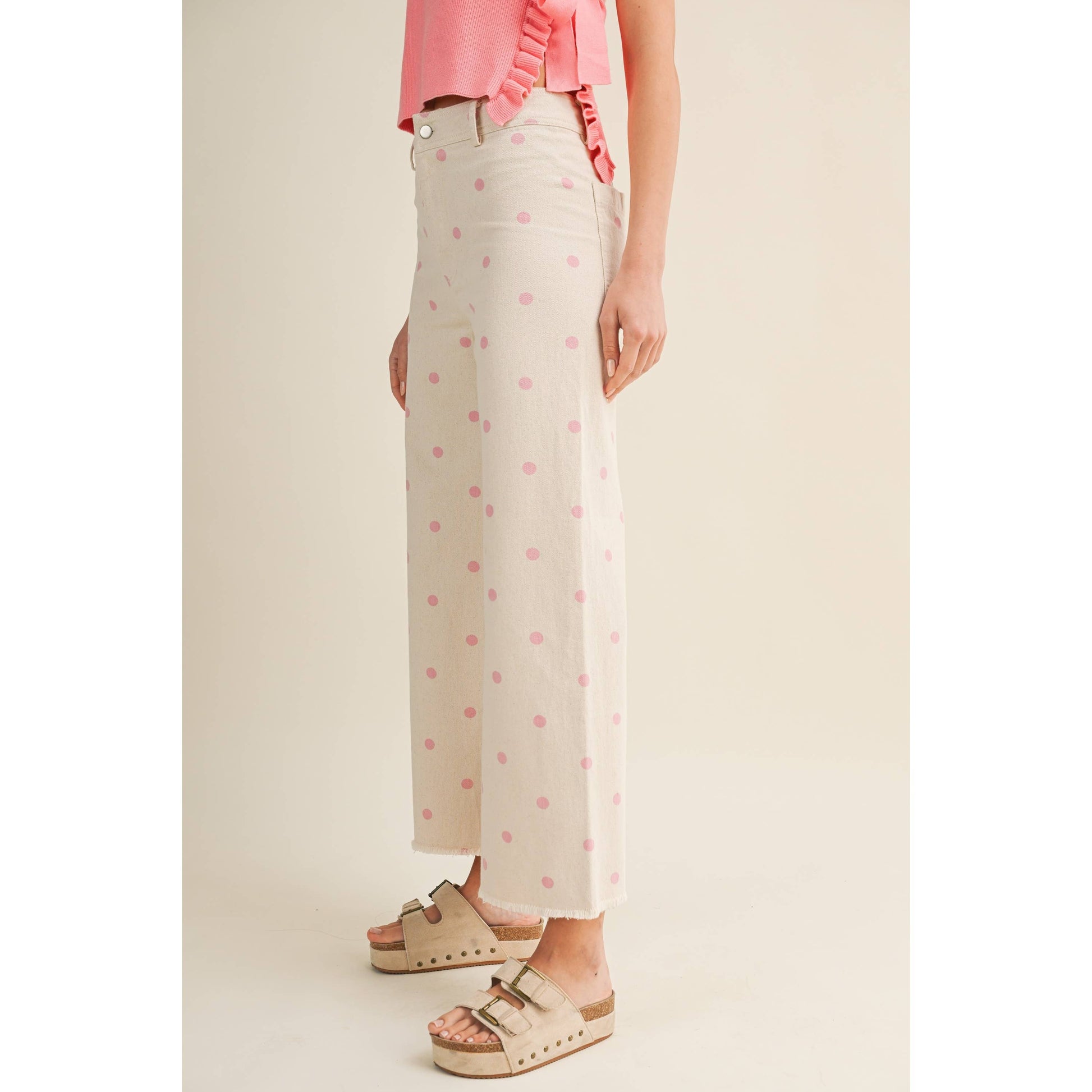 Falling Petals Polka Trouser Relaxed Fit Pants