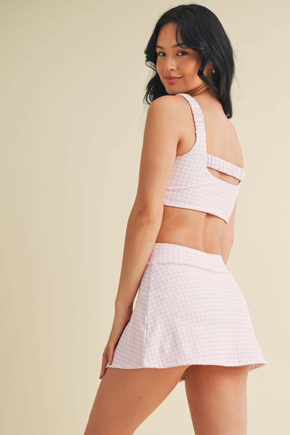 Gingham A-Line Skort: Blue / L