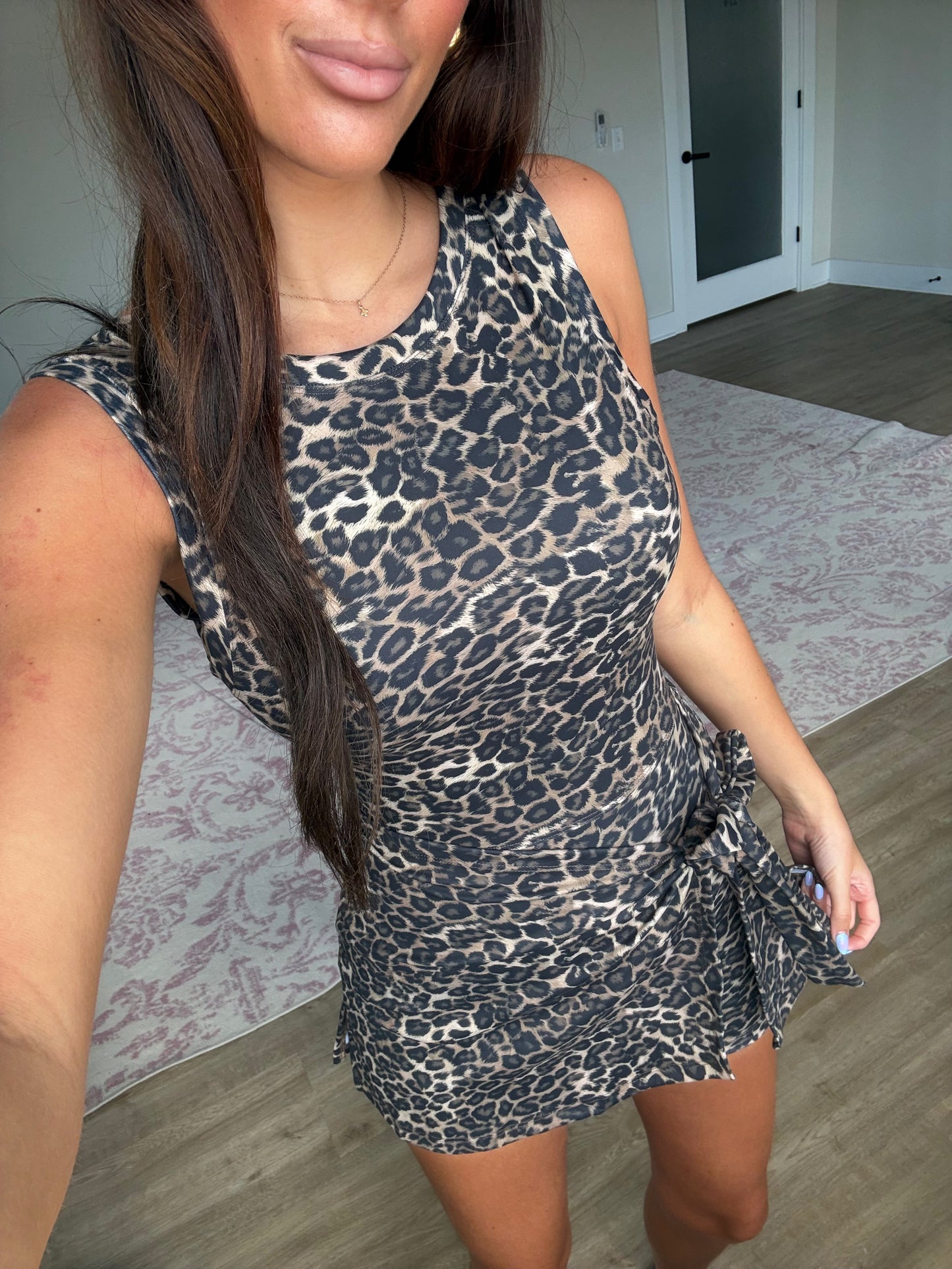 Leopard Print Sleeveless Wrap Tie Front Dress