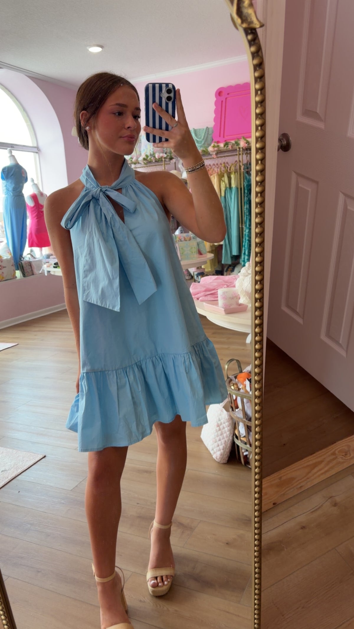 *Lalavon Blue Tie Dress