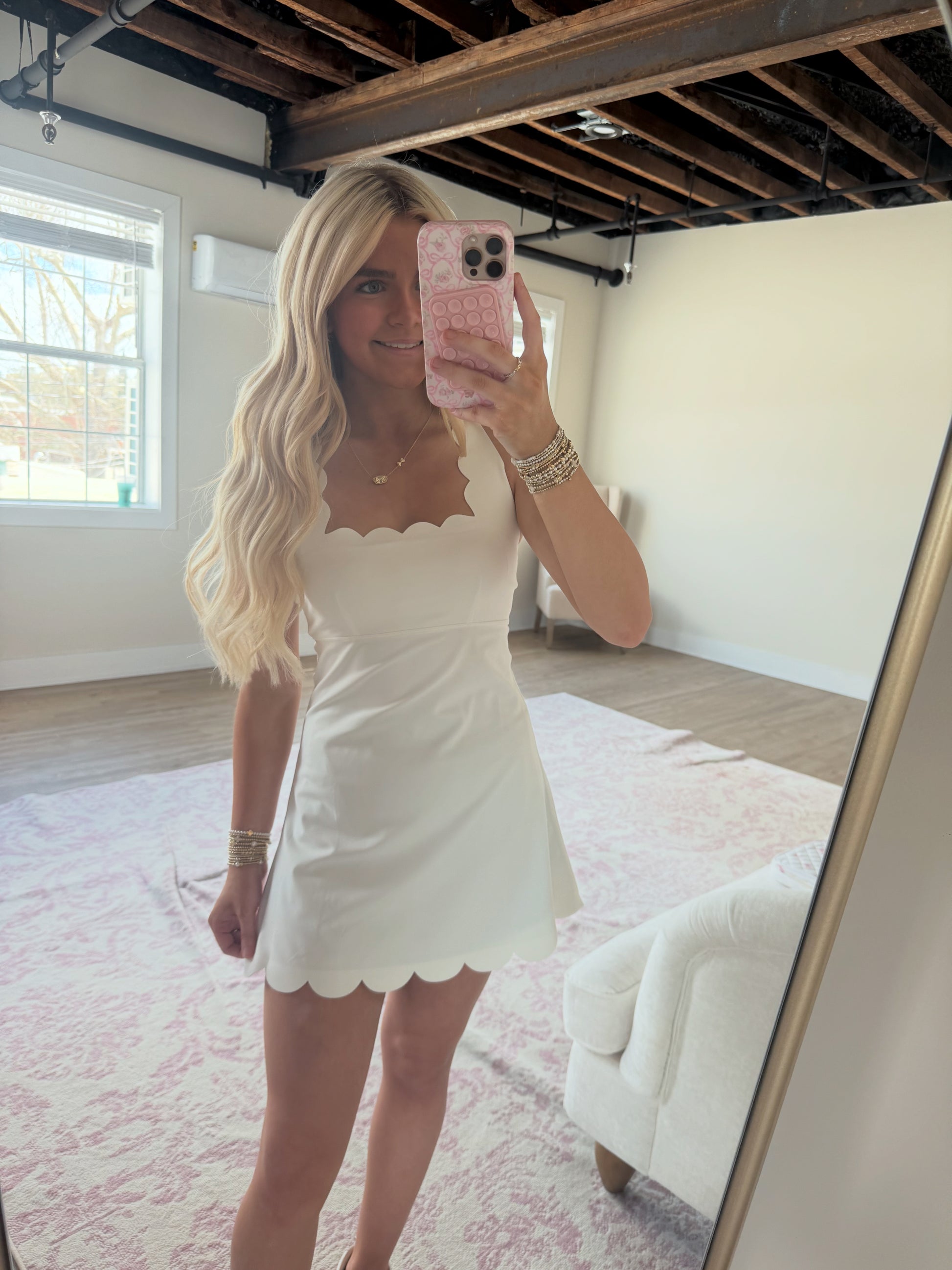 Stretchy Scalloped Fit and Flare Mini