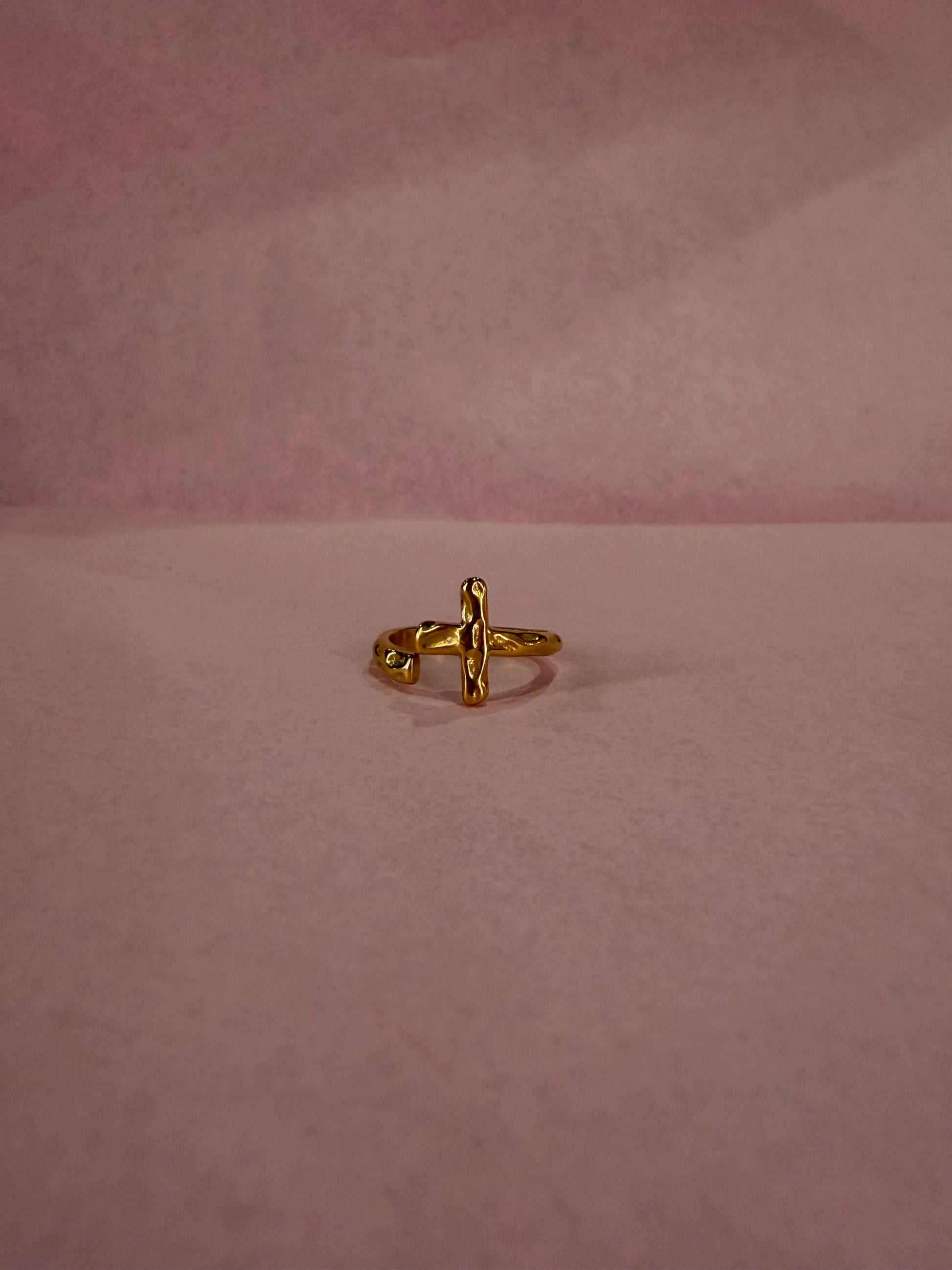 Textured Wrapped Cross Ring