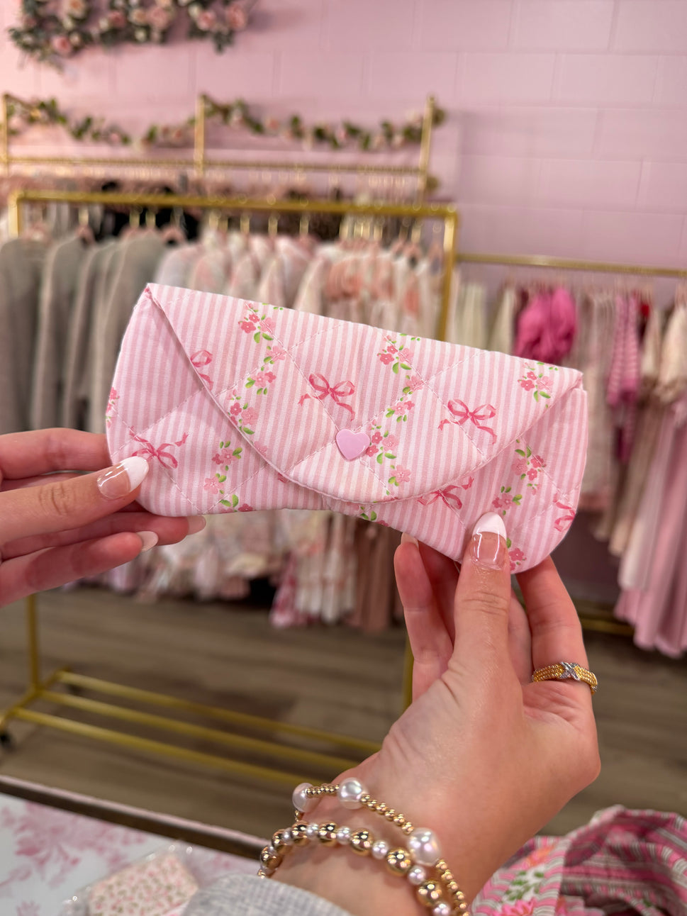 Ava Pink Ribbon Eyeglass Case