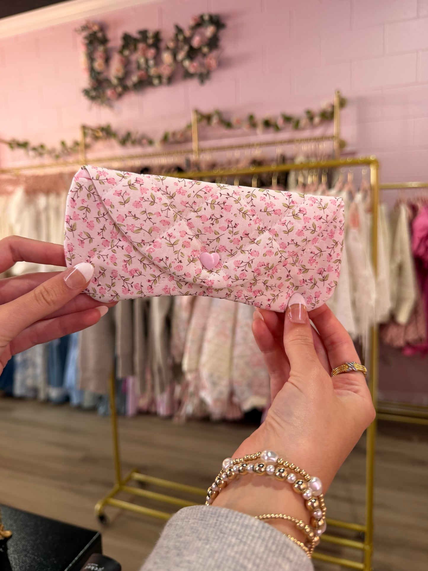 Sophie Pink Floral Eyeglass Case
