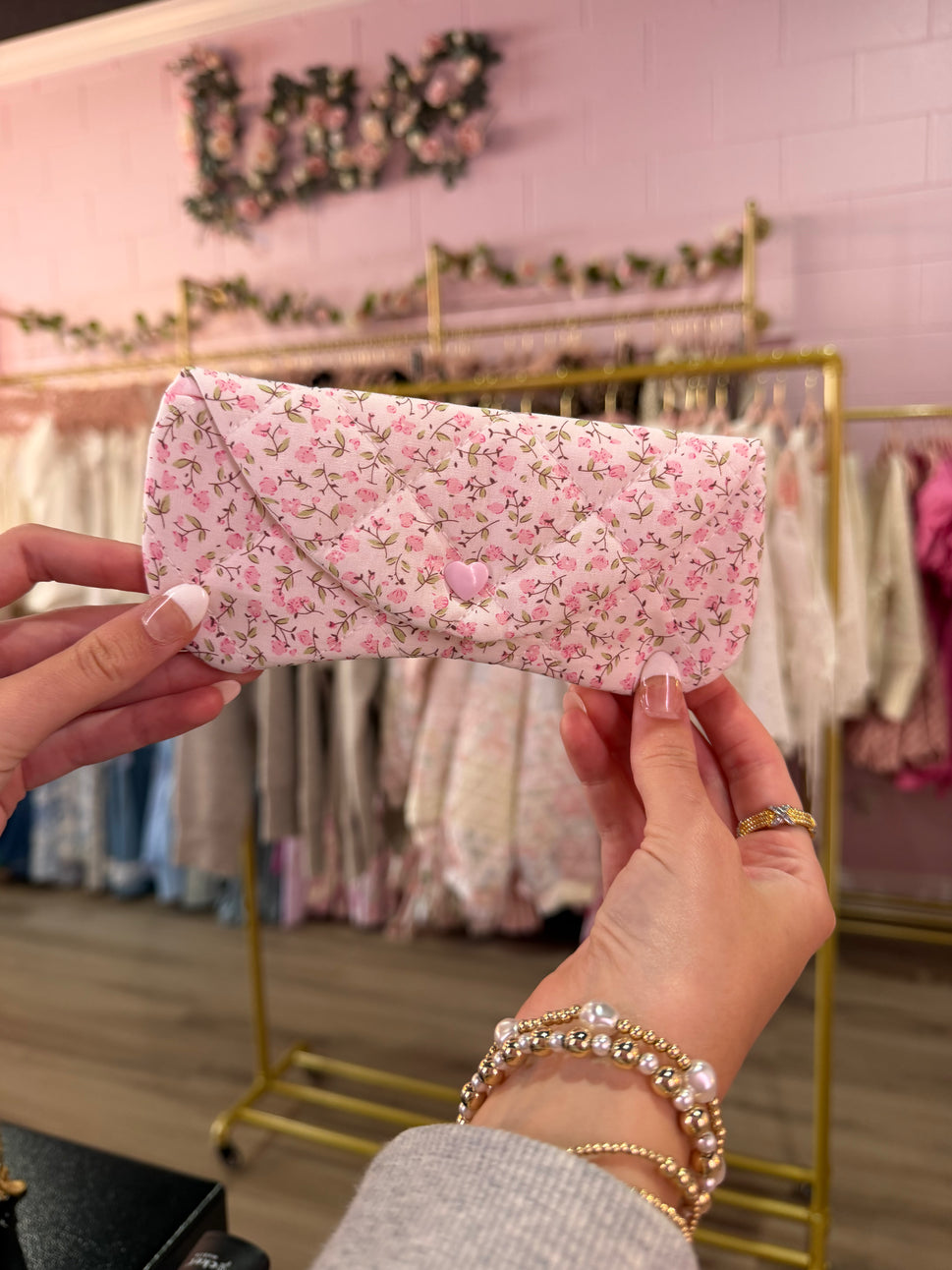 Sophie Pink Floral Eyeglass Case