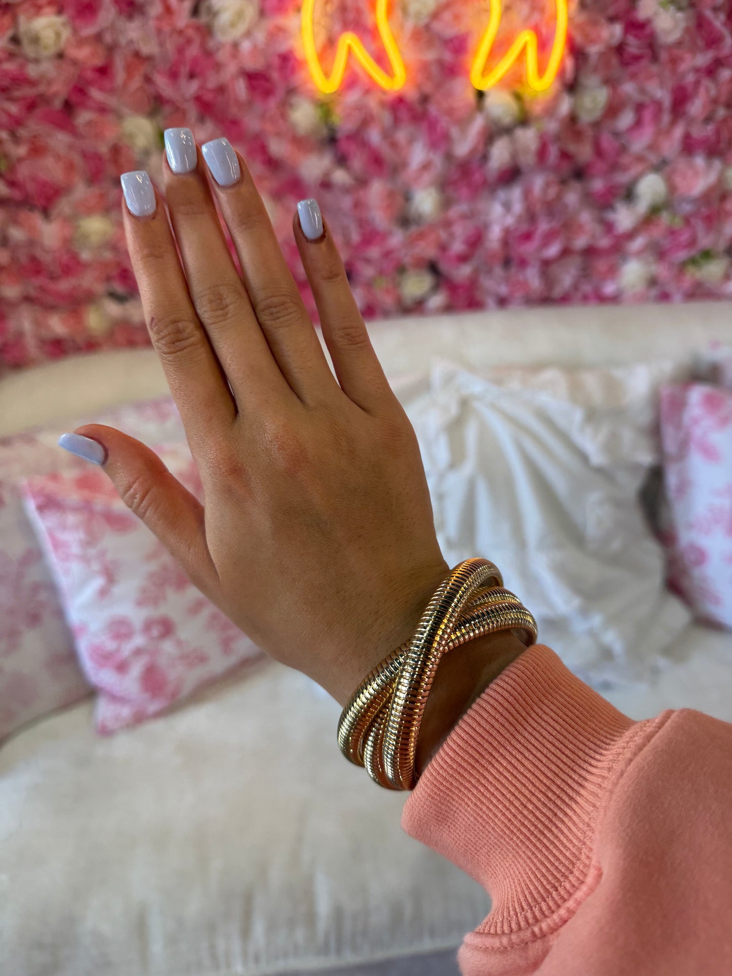 3 Layers Chunky Alloy Bangle: Gold