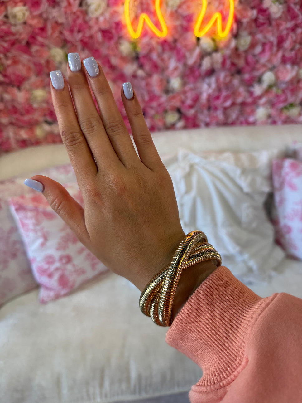 3 Layers Chunky Alloy Bangle: Gold