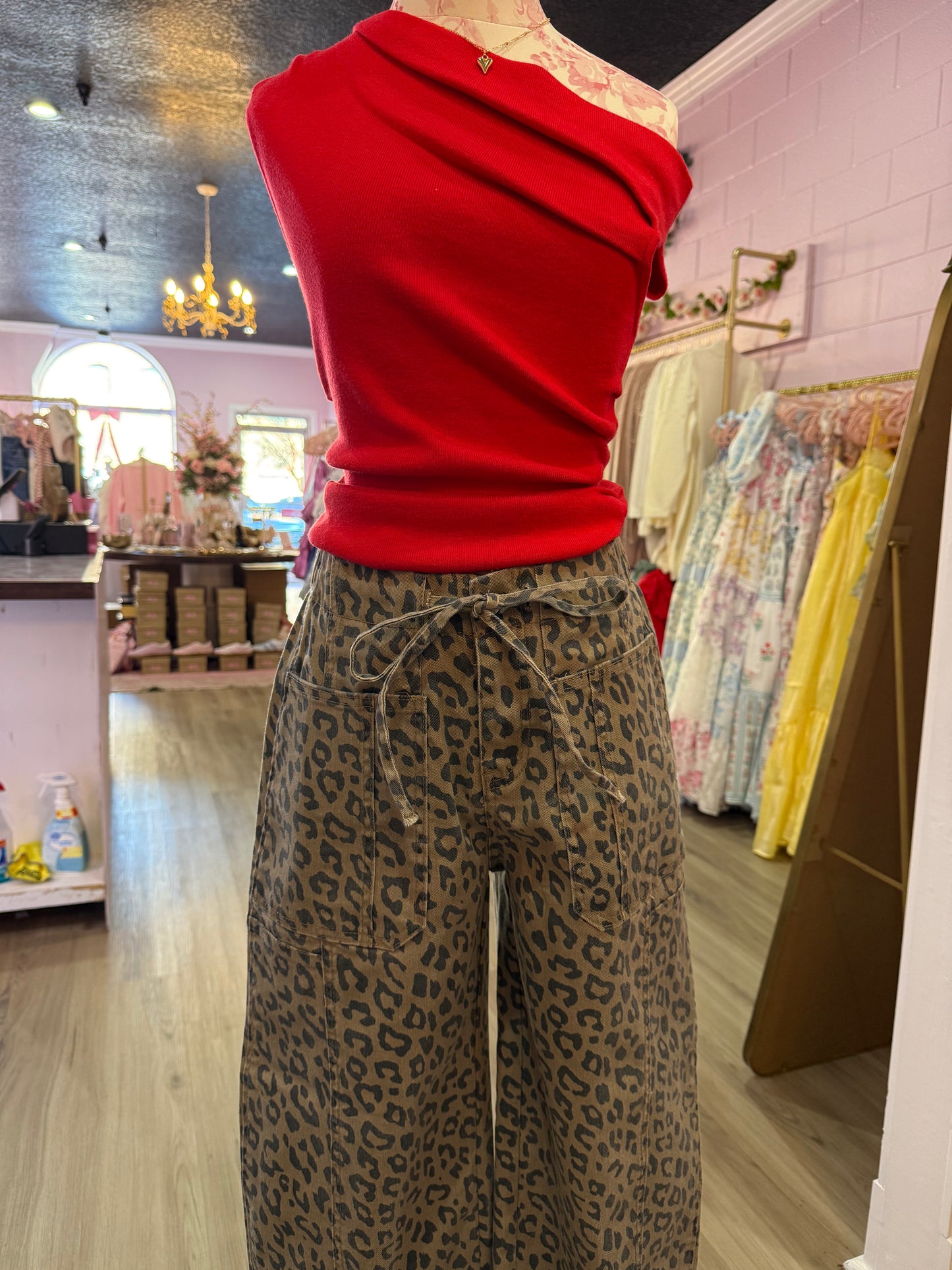 Asymmetrical Neck Sweater Top: Red