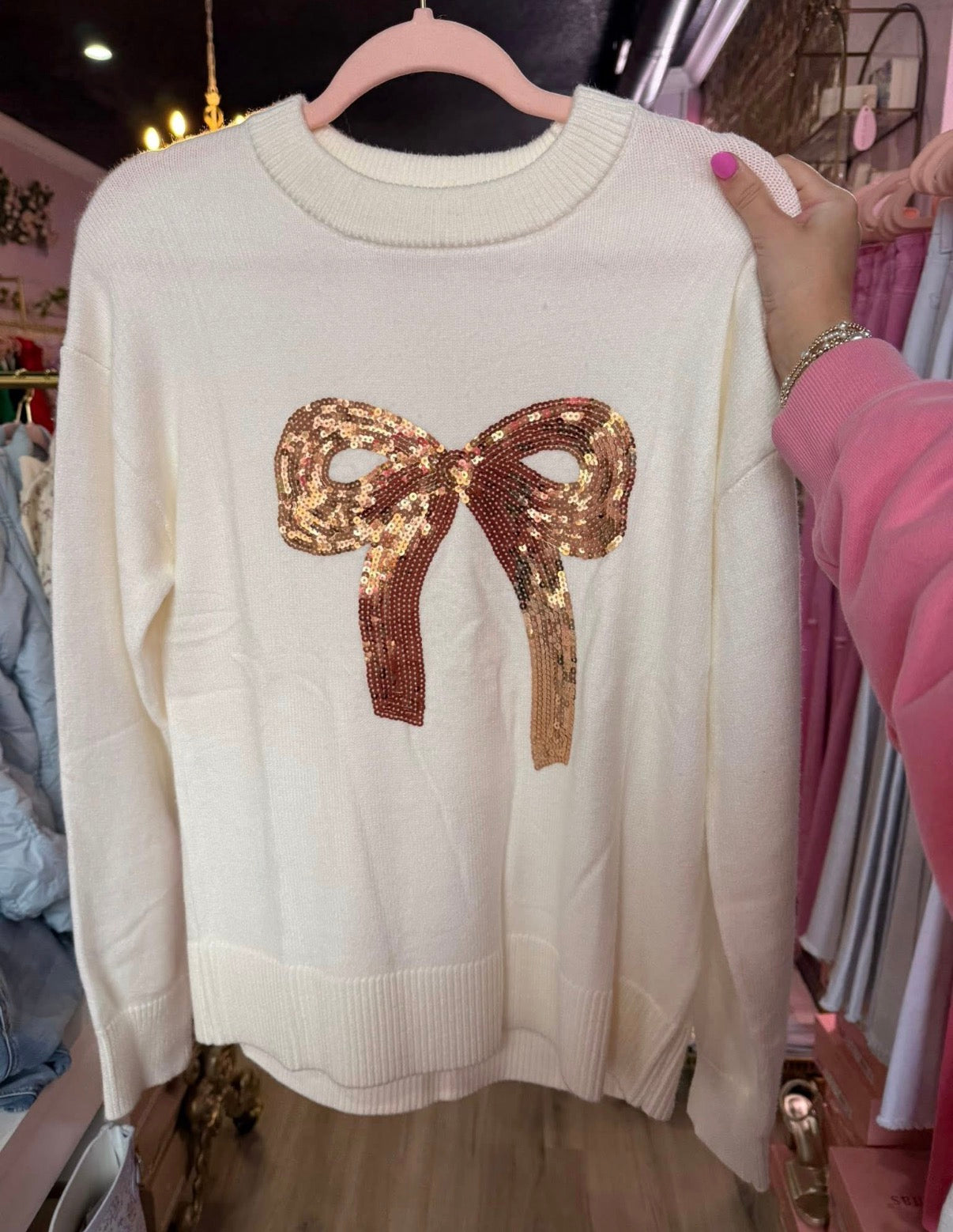 gold bow sweater
