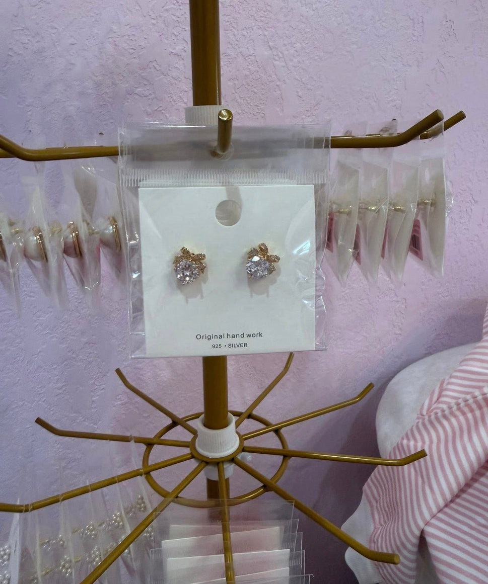 Cubic Zirconia Bow Stud Earrings