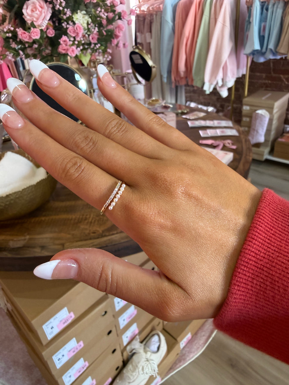 Vintage Geometric Ring with Pearl Accent