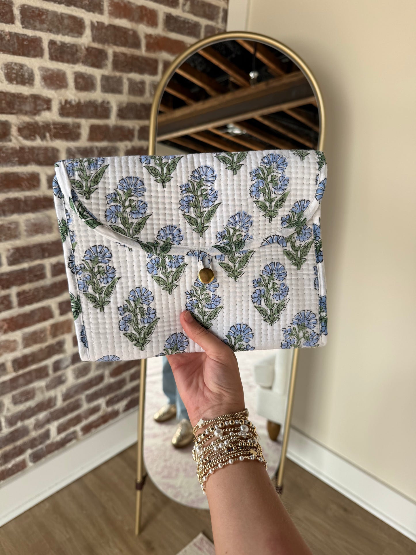 Patsy Blue Floral Jewelry Pouch