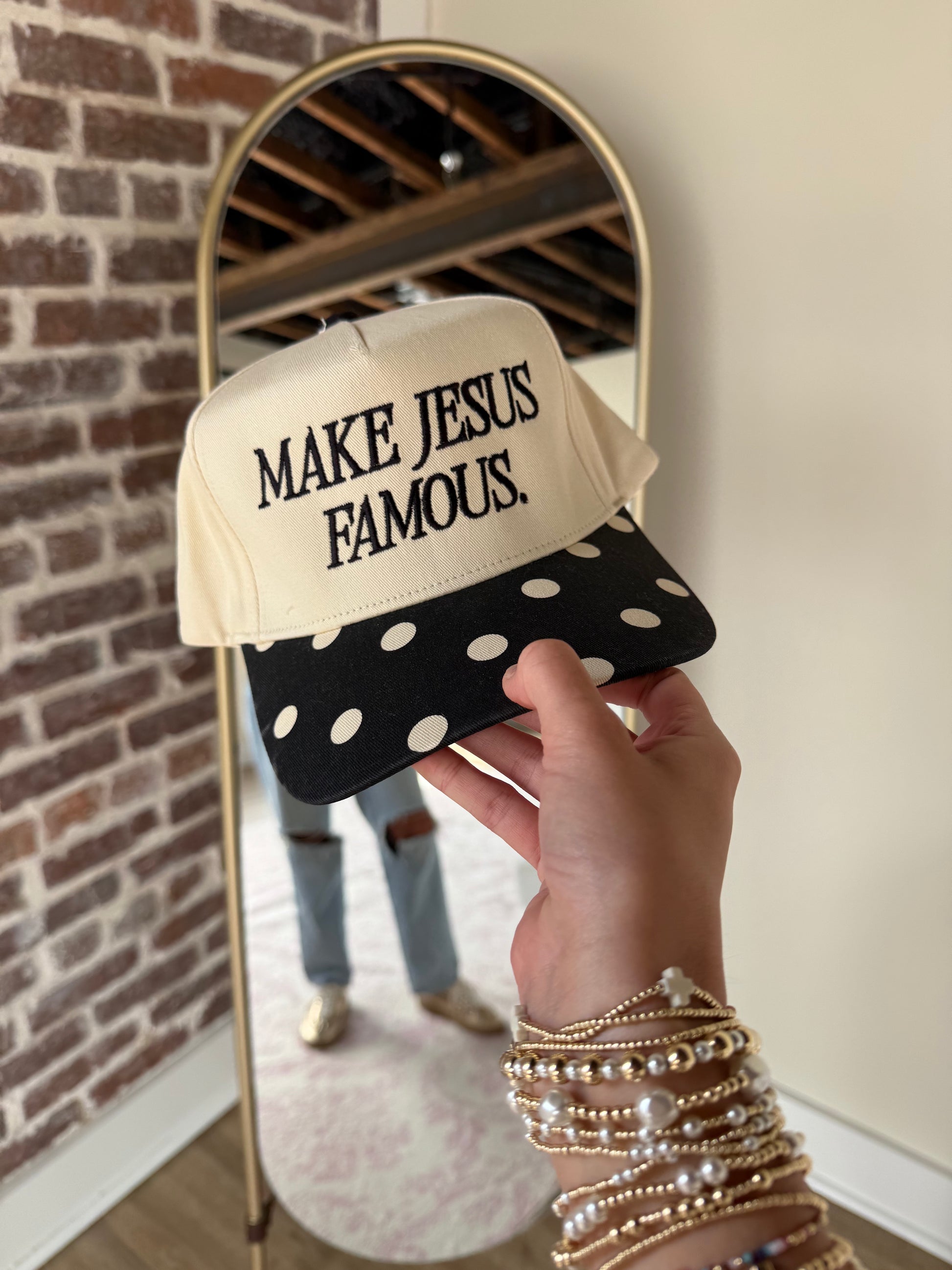 Make Jesus Famous Polka Dot Hat
