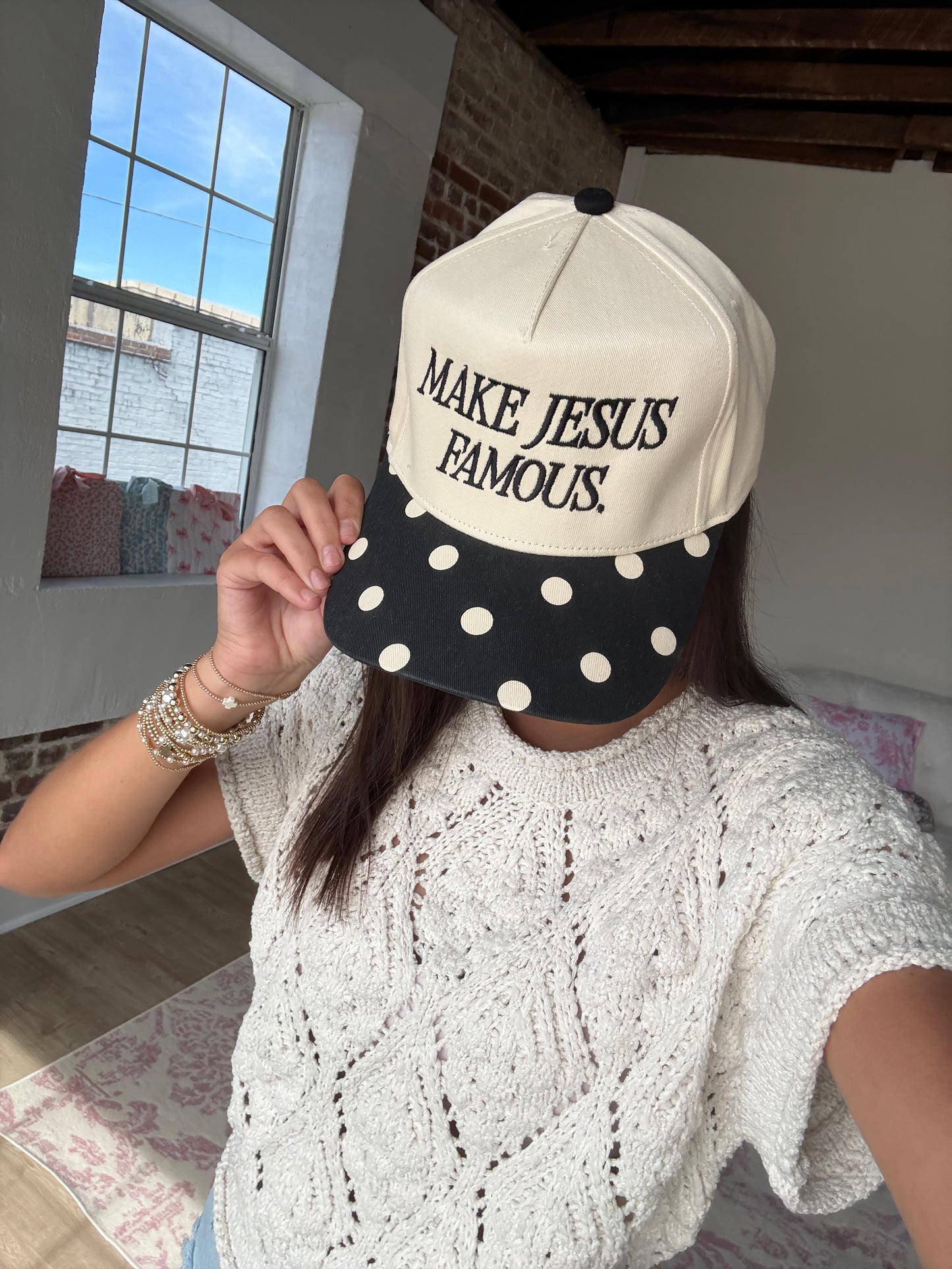 Make Jesus Famous Polka Dot Hat