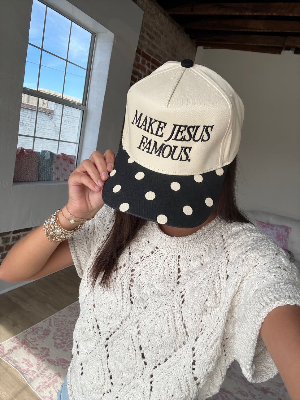 Make Jesus Famous Polka Dot Hat