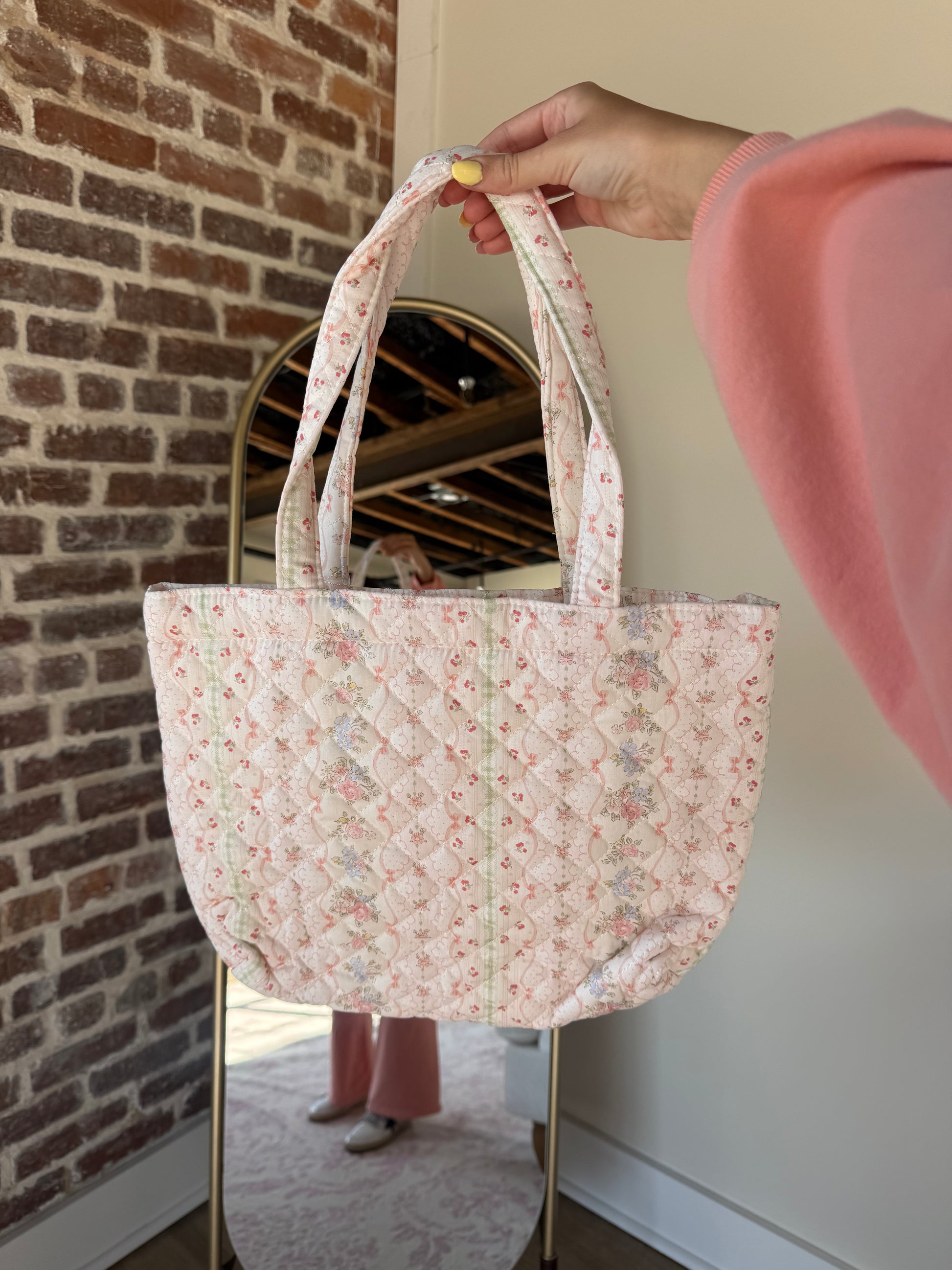 Vintage Rose Quilted Tote Bag