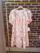 Switch *Pink Floral Contrast Edge Layered Short Sleeve Mini Dress 1 image