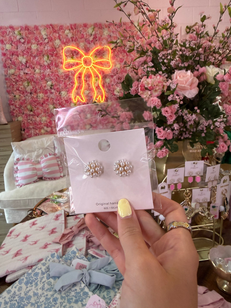 Classic Floral Pearl Drop Earrings