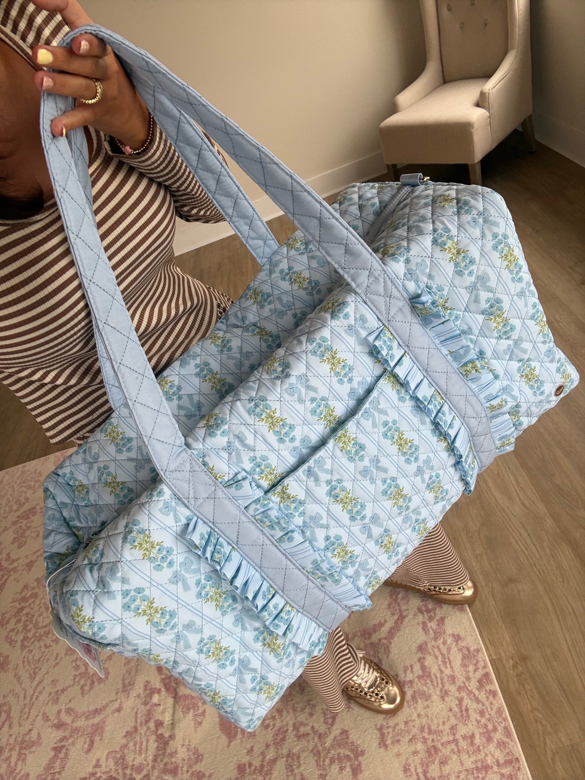 On-the-Go Quilted Weekender Bag–Oh So Fancy Blue