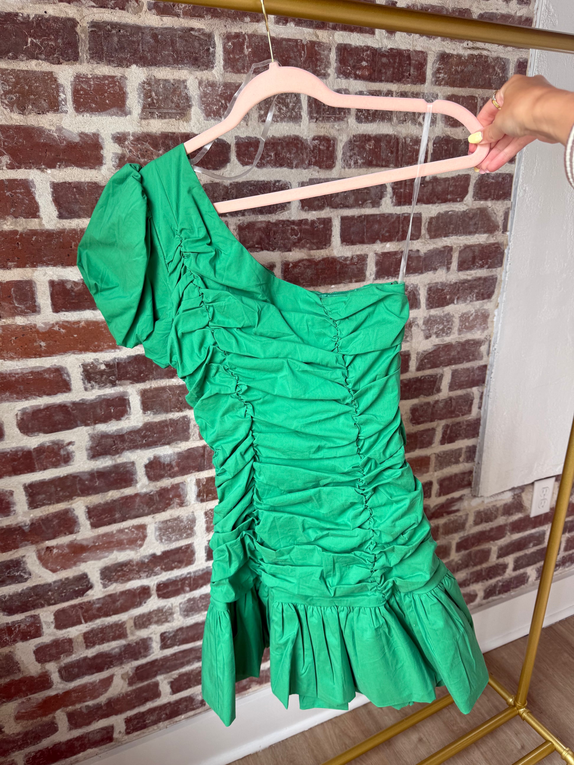 Puff Sleeve Ruffle Mini Shirring Dress