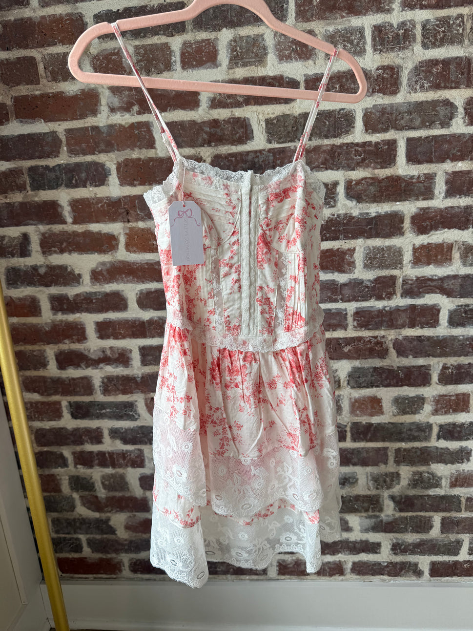 SENSATION FLORAL HOOK&EYES LAYERED LACE MINI DRESS