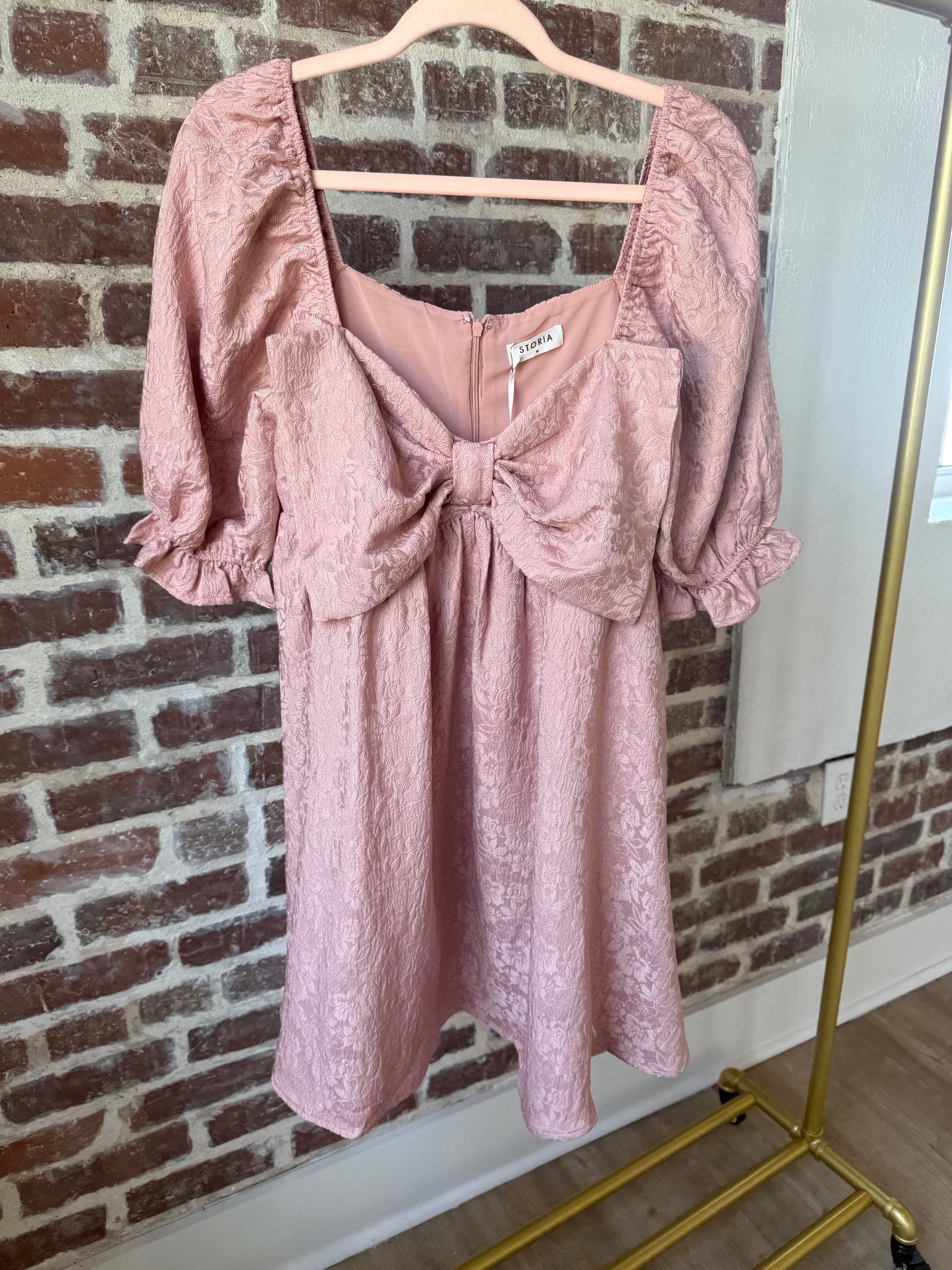 PINK ROSE BABYDOLL MINI DRESS
