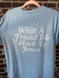 WHAT A FRIEND IN JESUS letter printe tee overfit T-Shirt
