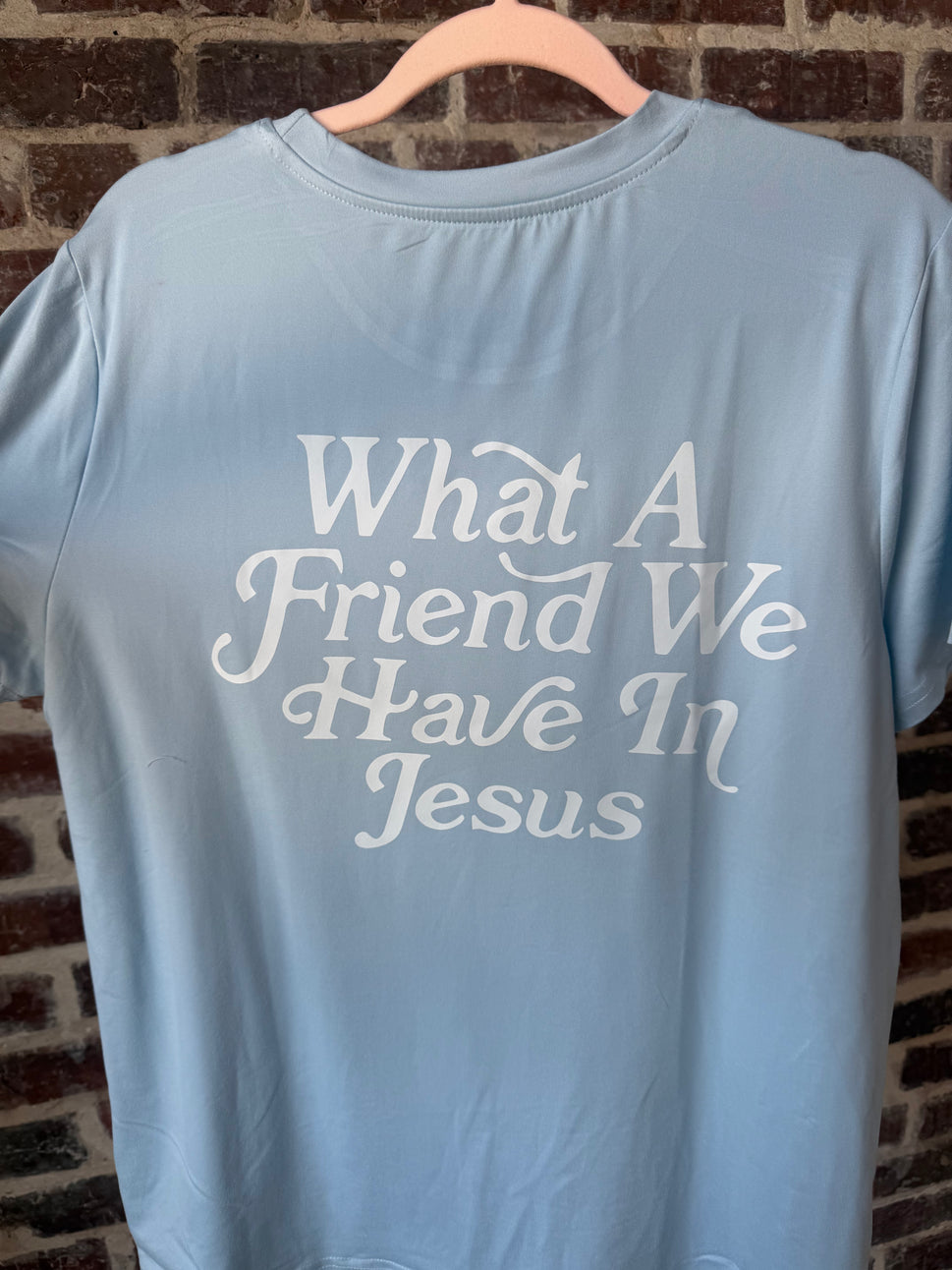 WHAT A FRIEND IN JESUS letter printe tee overfit T-Shirt