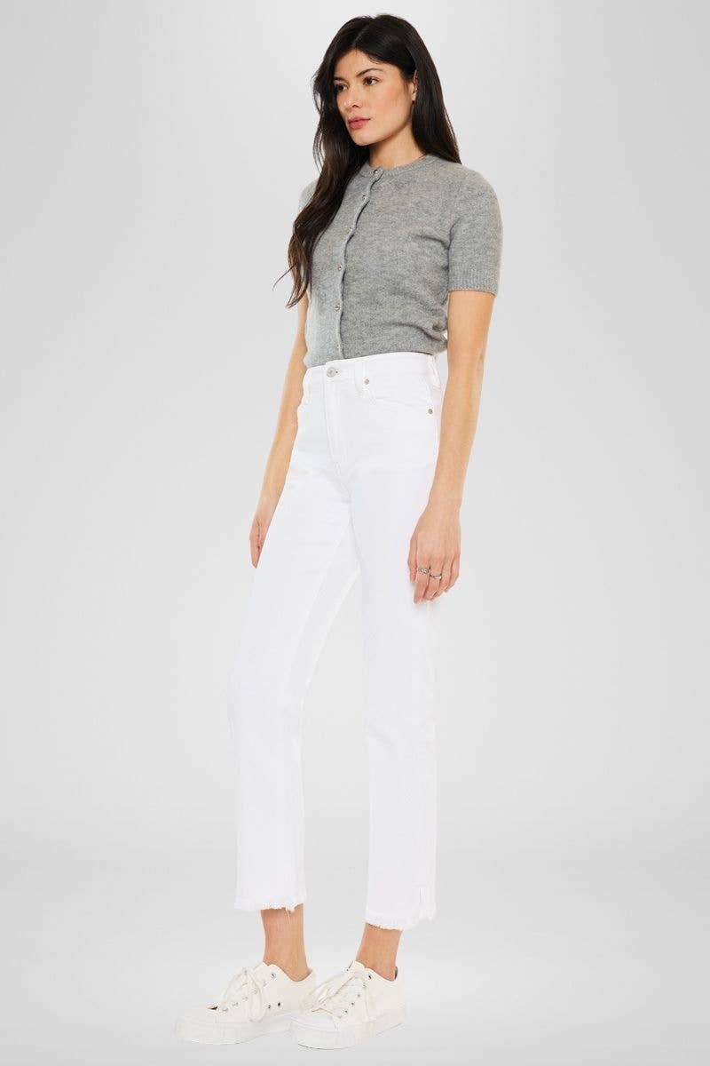 HIGH RISE WHITE SLIM STRAIGHT JEANS