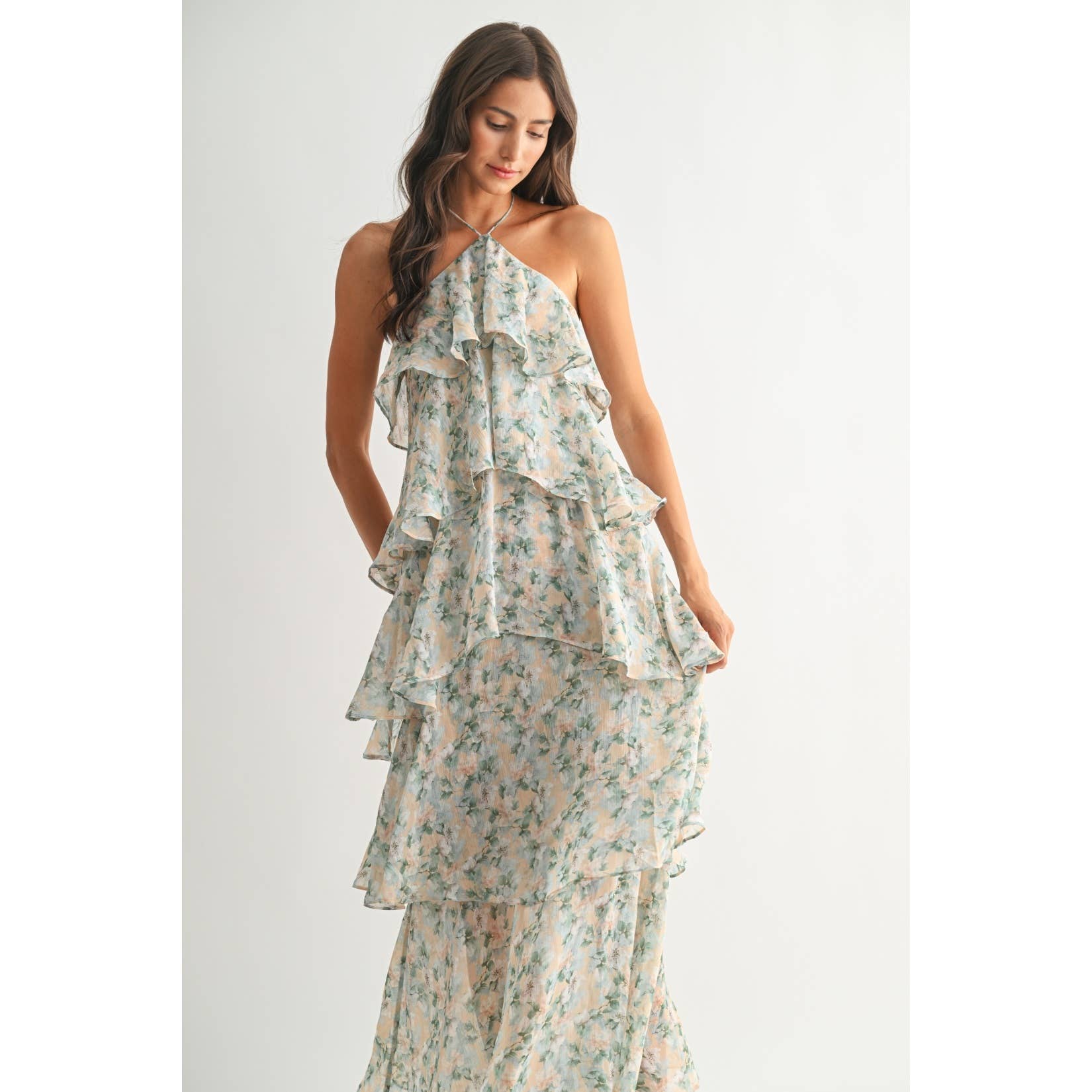 TIERED FLORAL MAXI DRESS