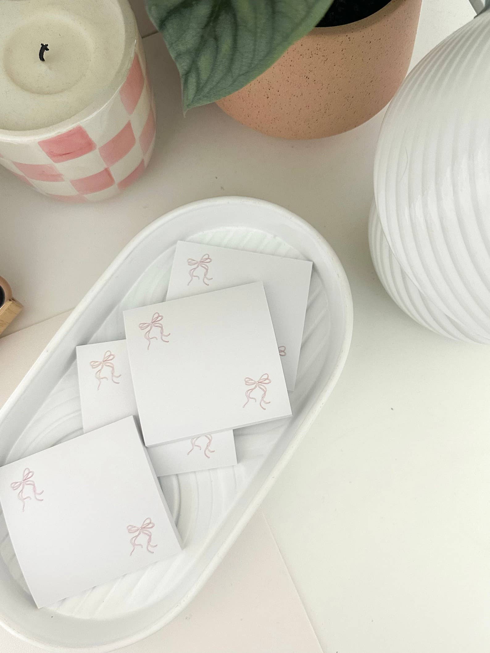 PINK BOW COQUETTE STICKY NOTE, CHRISTIAN STATIONARY