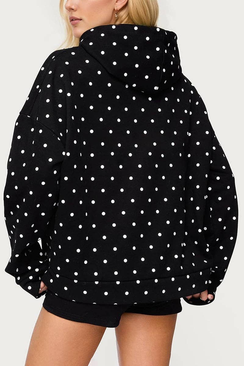 Polka Dot Hooded Sweatshirt