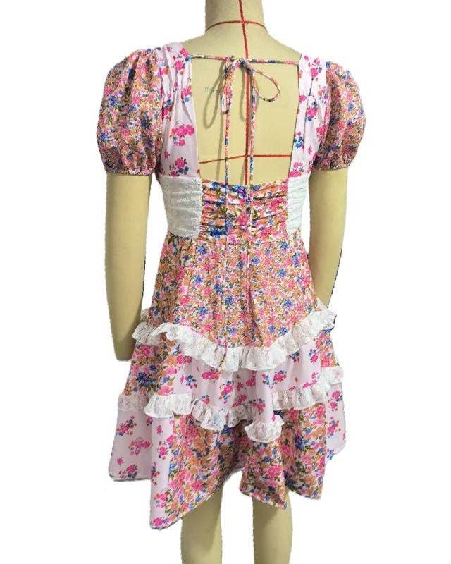 Floral Lace Smocked Dress