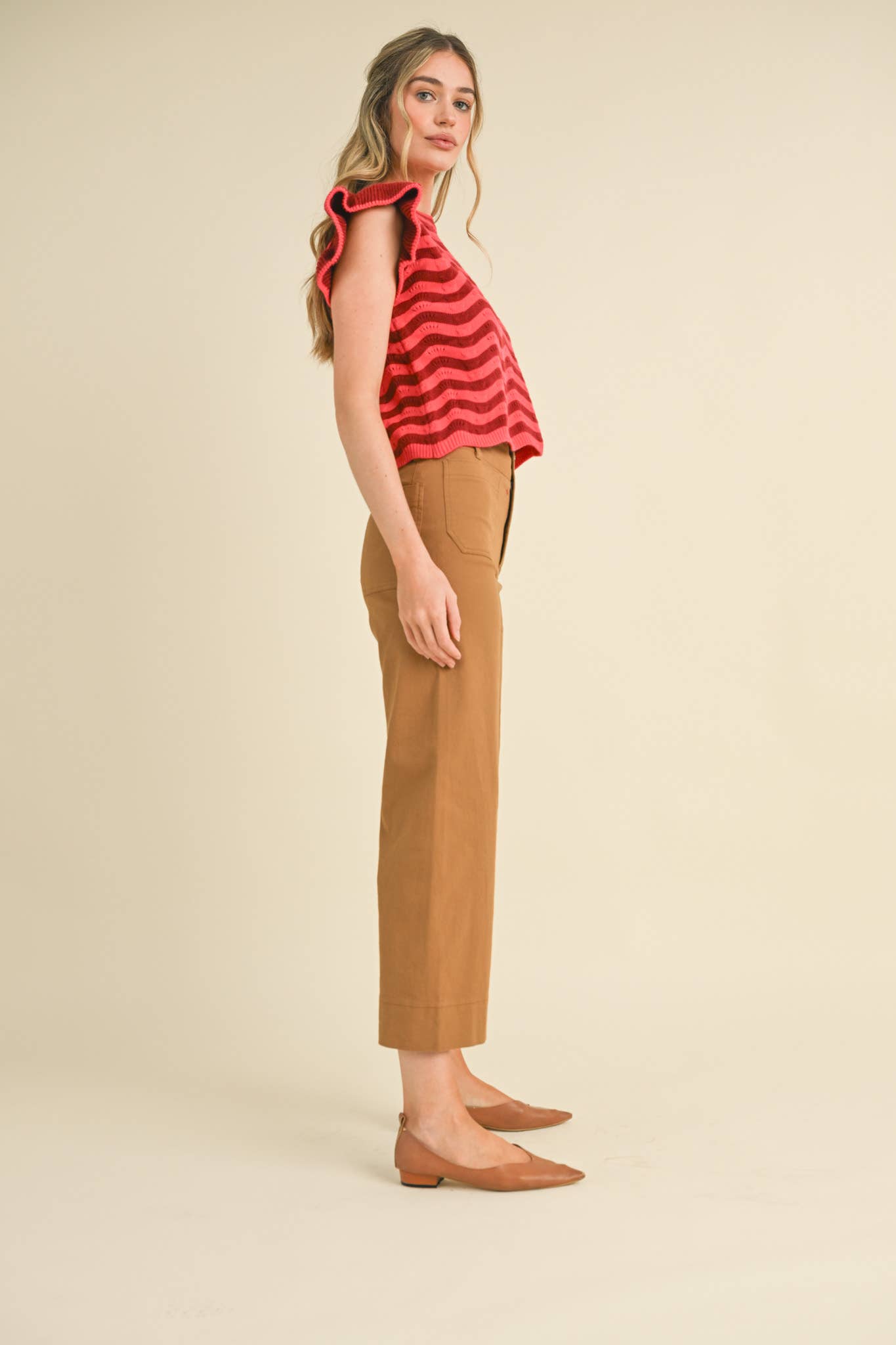 HIGH WAIST CROPPED WIDE LEG PANTS