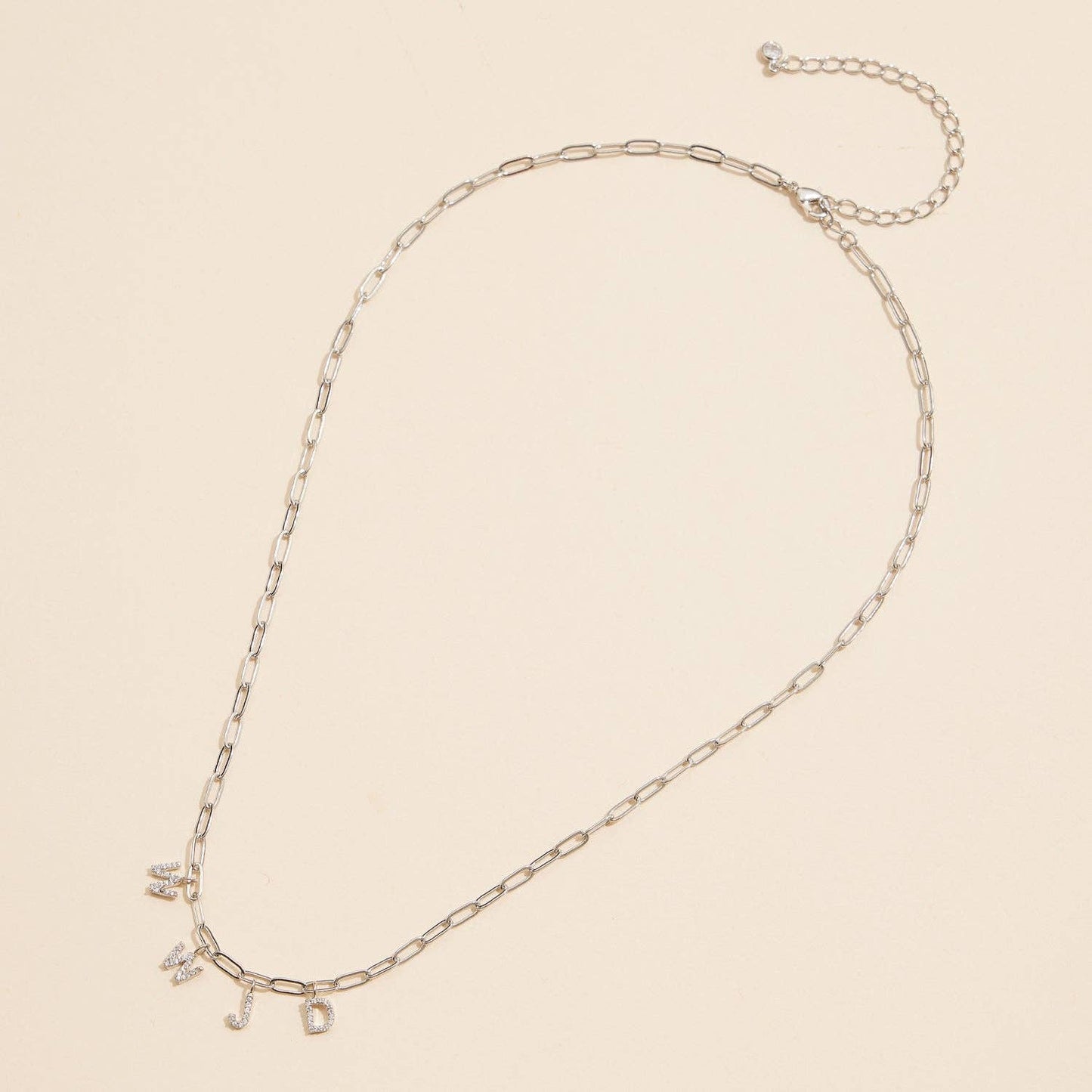 SPARKLING "WWJD" CUBIC ZIRCONIA 18K GOLD CHARM NECKLACE