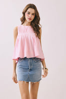Switch Pleated Detail High Low Sleeveless Top 1 image