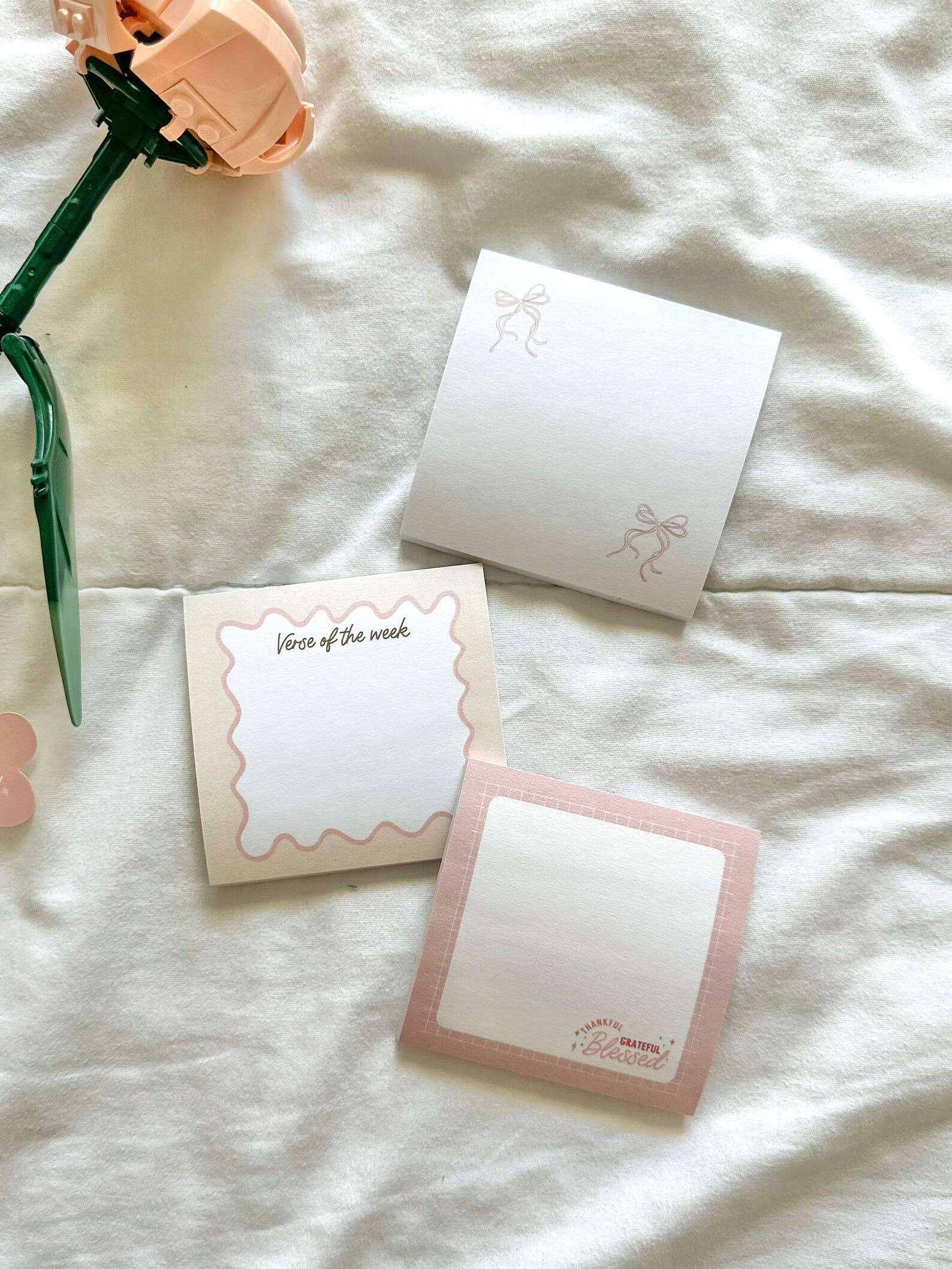 PINK BOW COQUETTE STICKY NOTE, CHRISTIAN STATIONARY