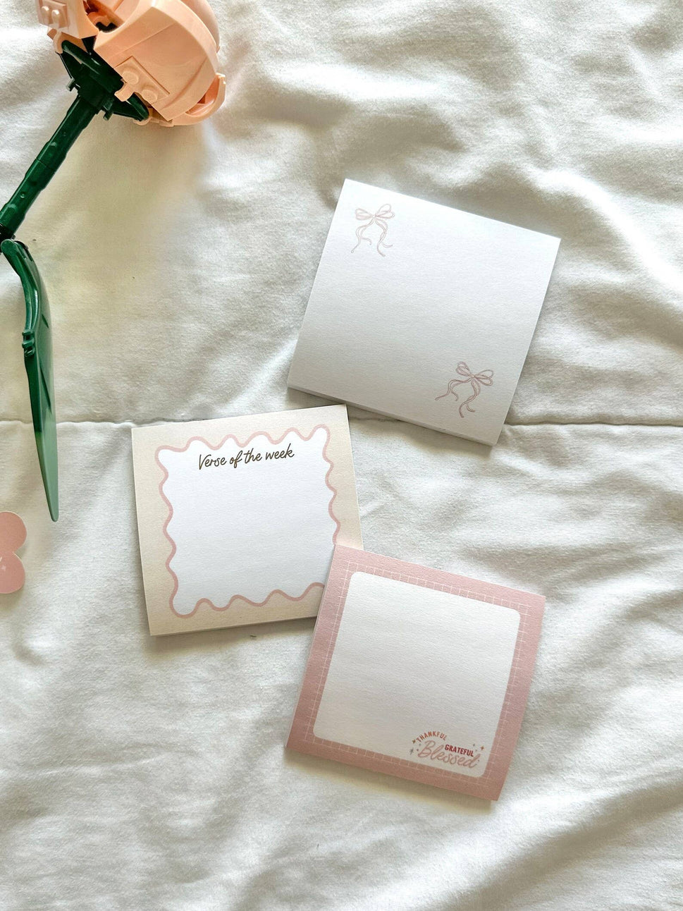 PINK BOW COQUETTE STICKY NOTE, CHRISTIAN STATIONARY