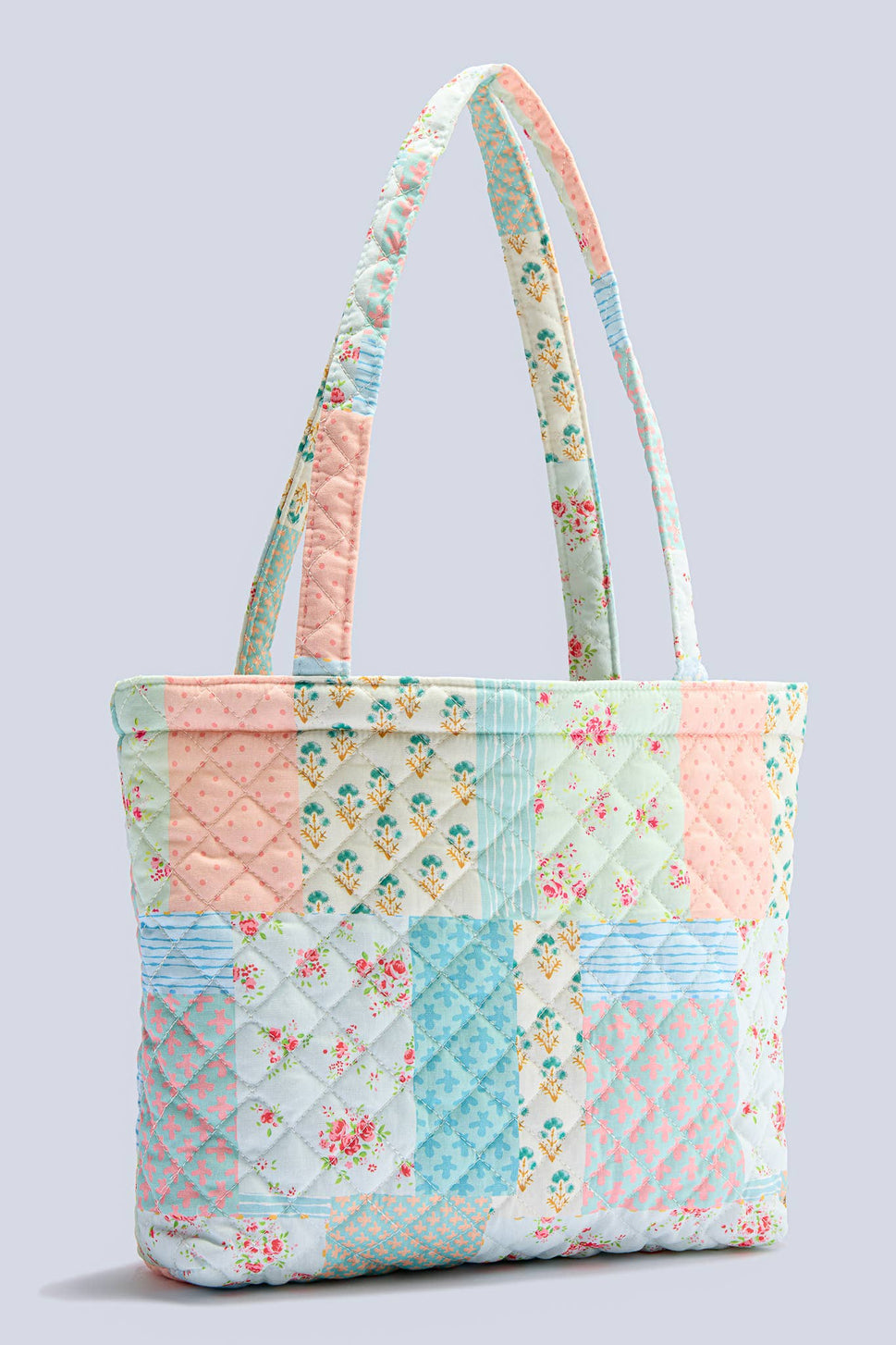 Garden Bloom Patchwork Quilted Tote Bag
