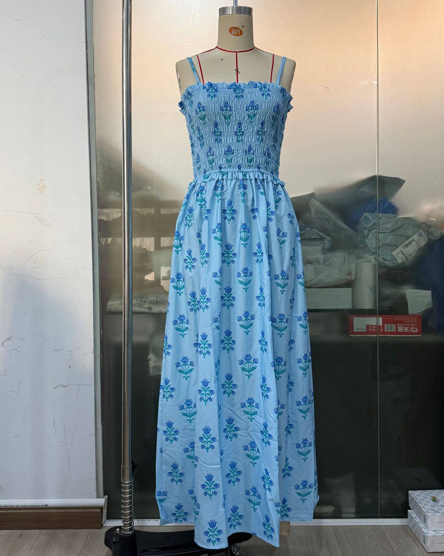 BOHEMIA MAGNOLIA FLORAL SPAGHETTI STRAPS FLARE DRESS