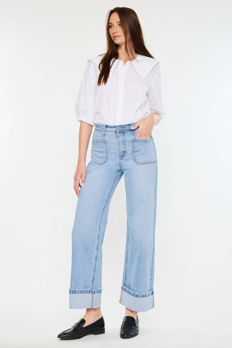 OPEN PACK HIGH RISE WIDE LEG JEANS-KC2603M