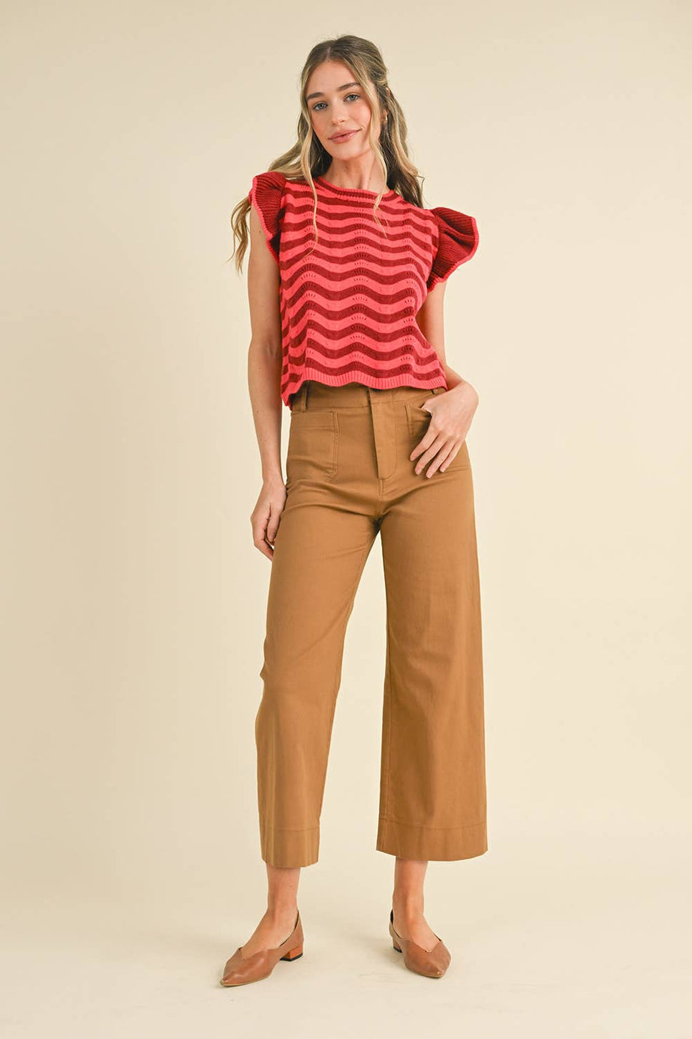 HIGH WAIST CROPPED WIDE LEG PANTS