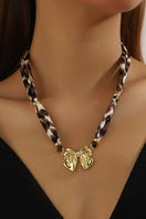 Switch Plated Bow Charm Leopard Ribbon Necklace: Gold / ONE SIZE 2 image