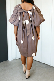 LAS-LIVE Polka Dot Knot Back Loose Mini Dress