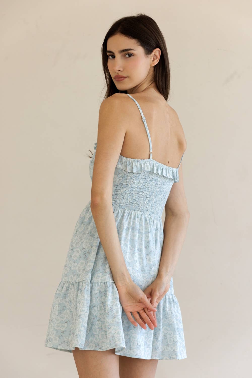 FLORAL RUFFLED MINI DRESS