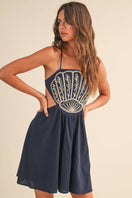 Switch SCALLOP APLIQUE CRISS CROSS BACK FLARE MINI DRESS 2 image
